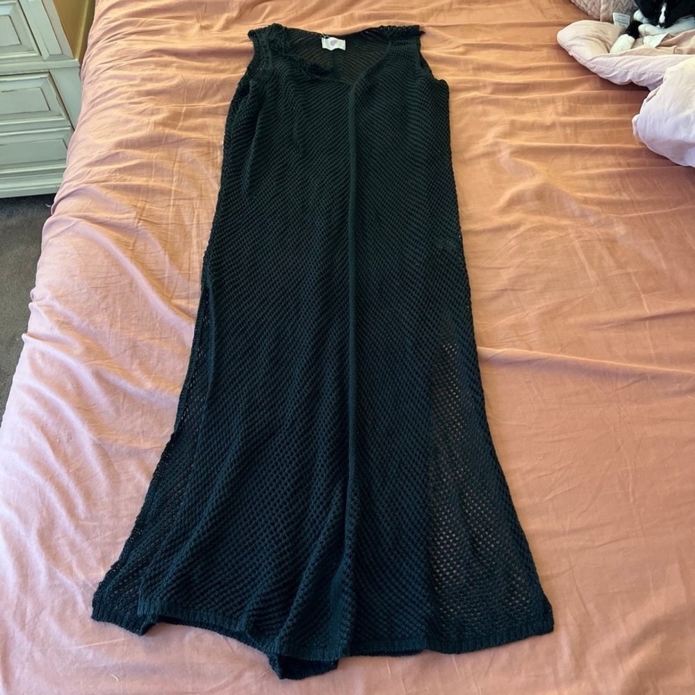 Heart Mesh Black Fishnet Swimsuit Cover Up Dress